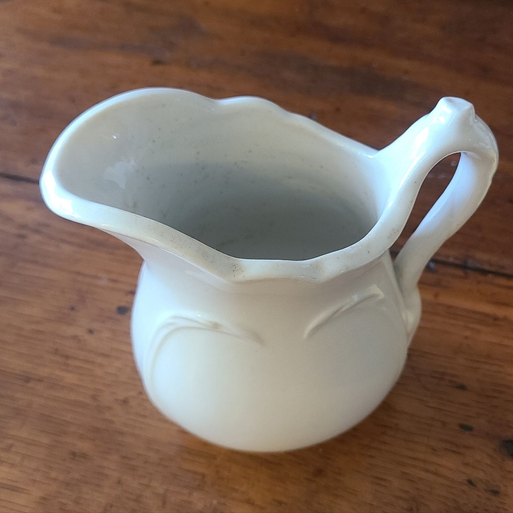 Ironstone Pitcher 19th Century White Ceramic Antique - Picture 2 of 6